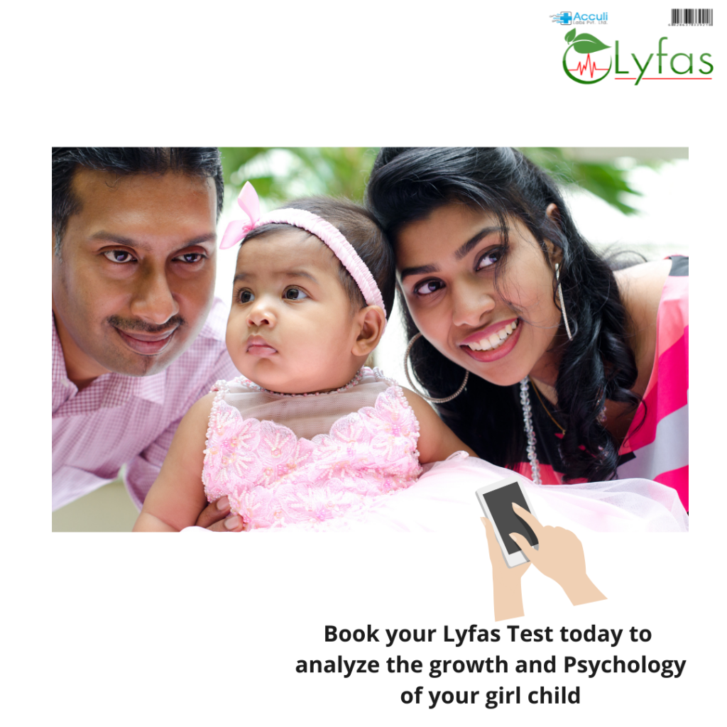 Father, Mother and their girl child happy with Lyfas test